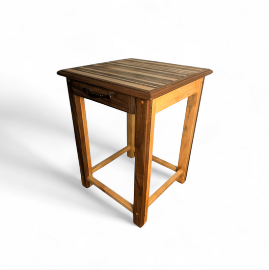 Custom walnut and maple end table