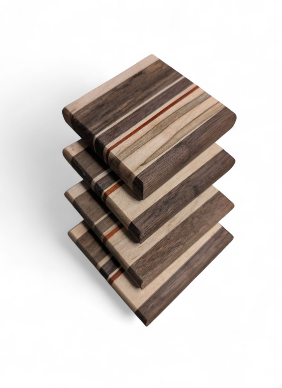 Premium exotic hardwood coaster set