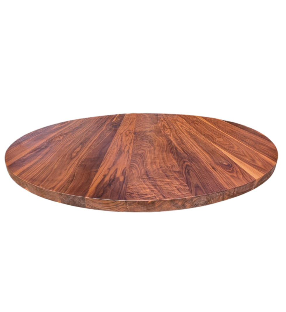 Figured walnut 6 ft round dining table