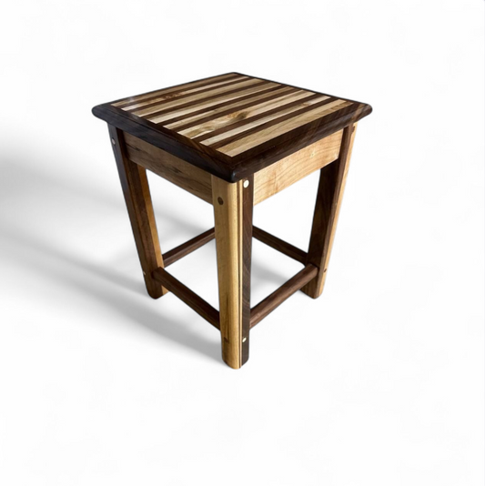 Custom walnut and maple end table