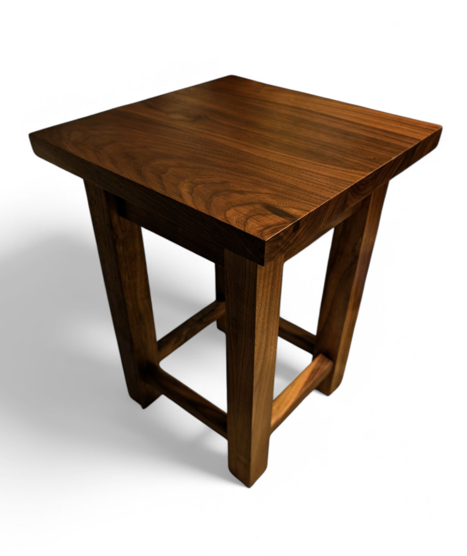 Premium handmade custom walnut end table
