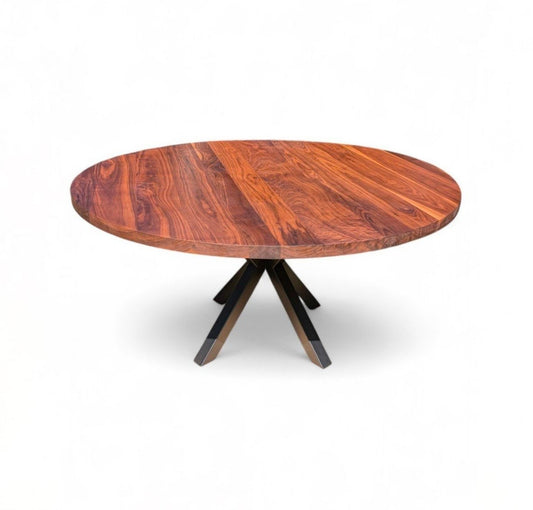 Figured walnut 6 ft round dining table