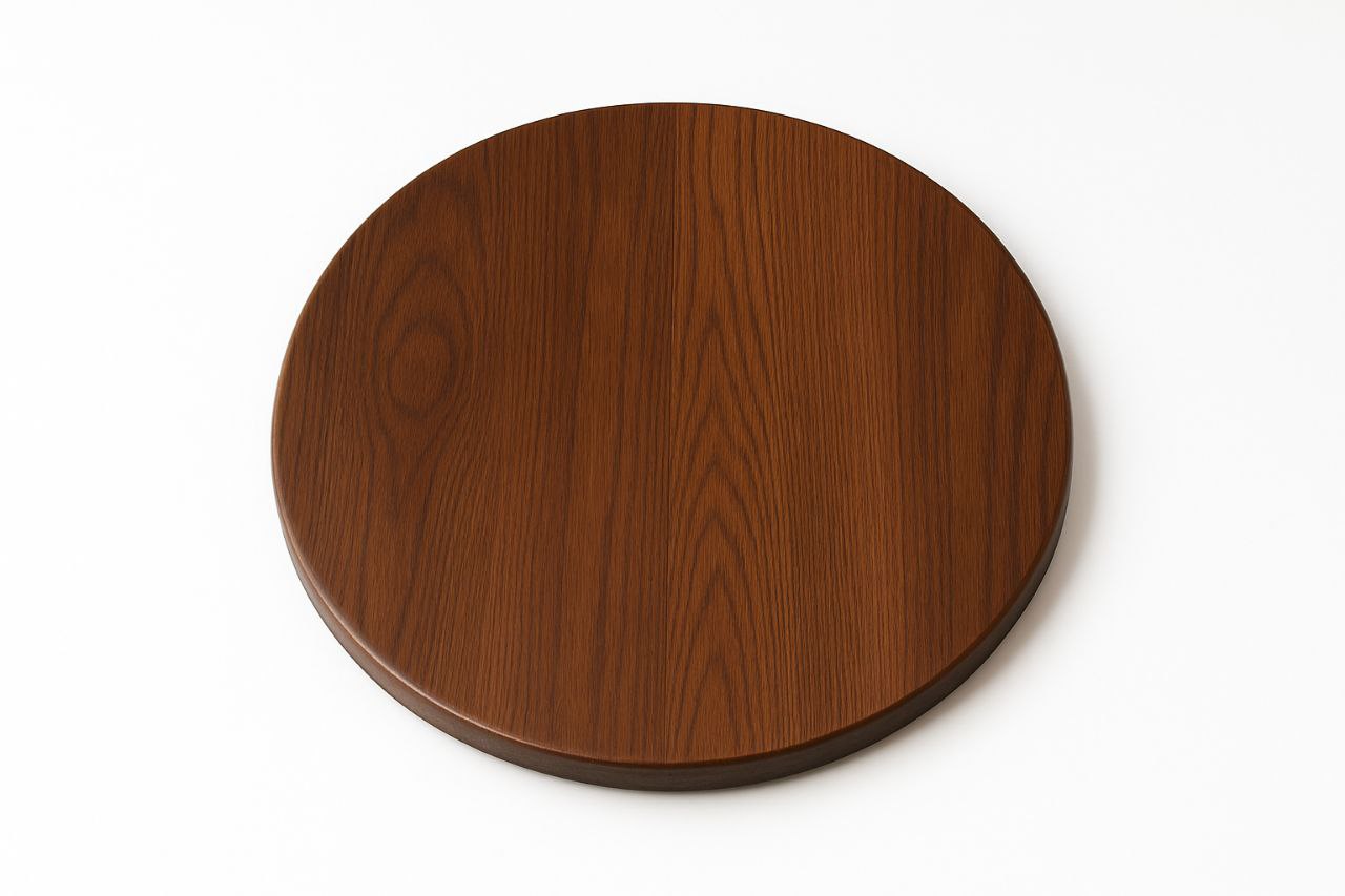 Premium handmade white oak, stained dark round table top