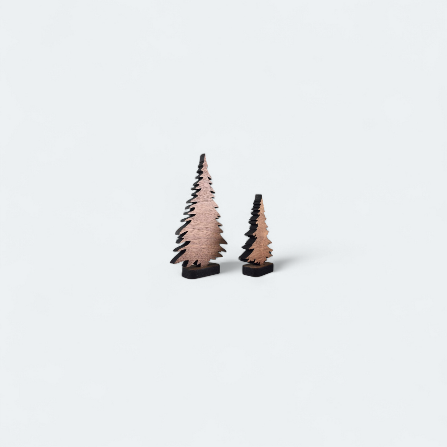 Wooden evergreen tree display set