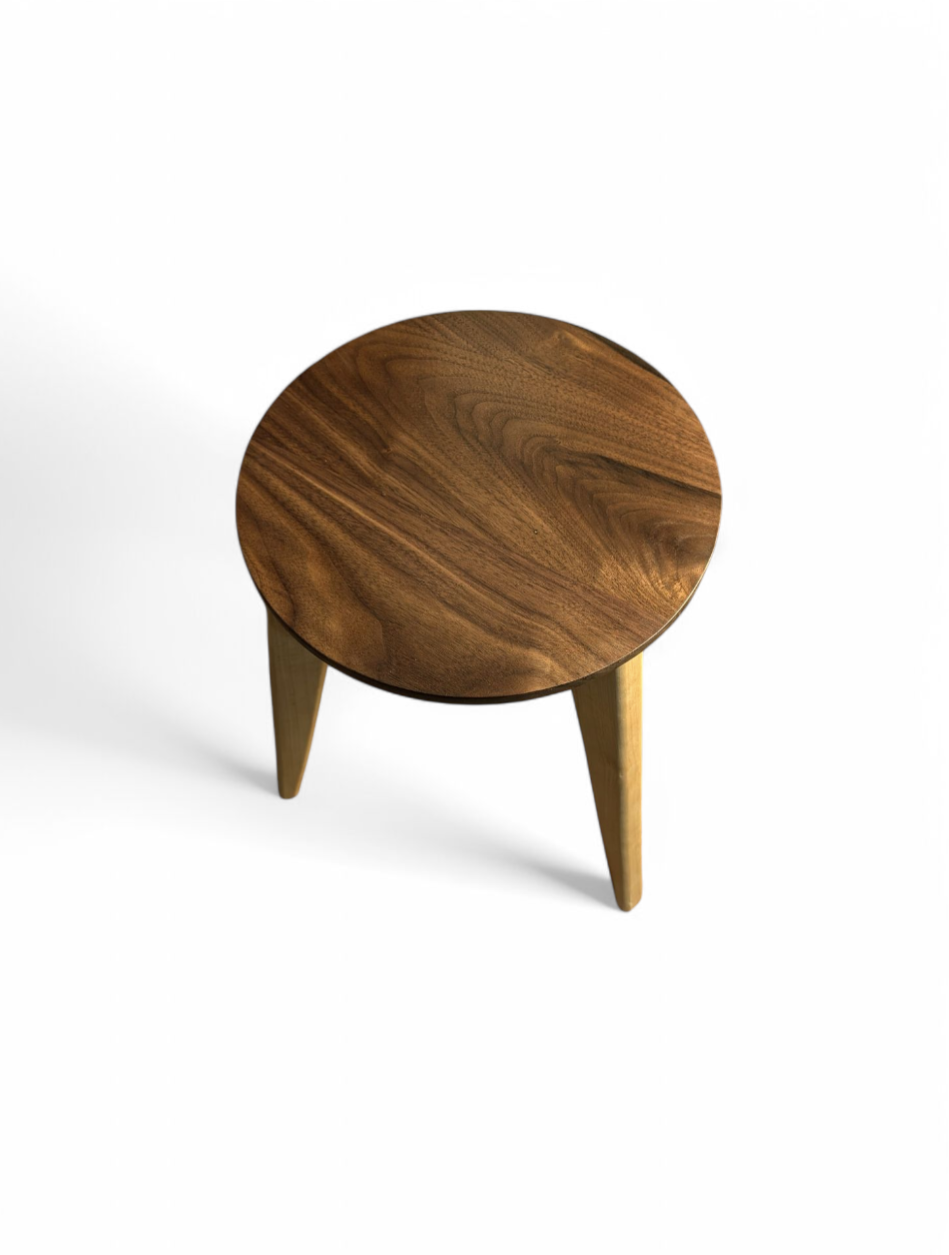 Custom Minimalist round walnut end table
