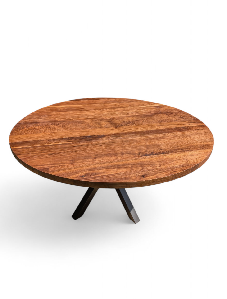 Figured walnut 6 ft round dining table