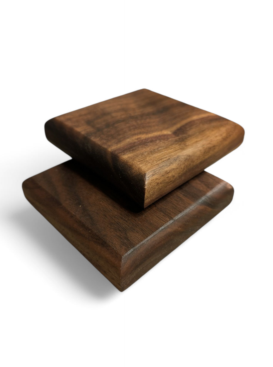 Set of 4 premium handmade walnut coasters