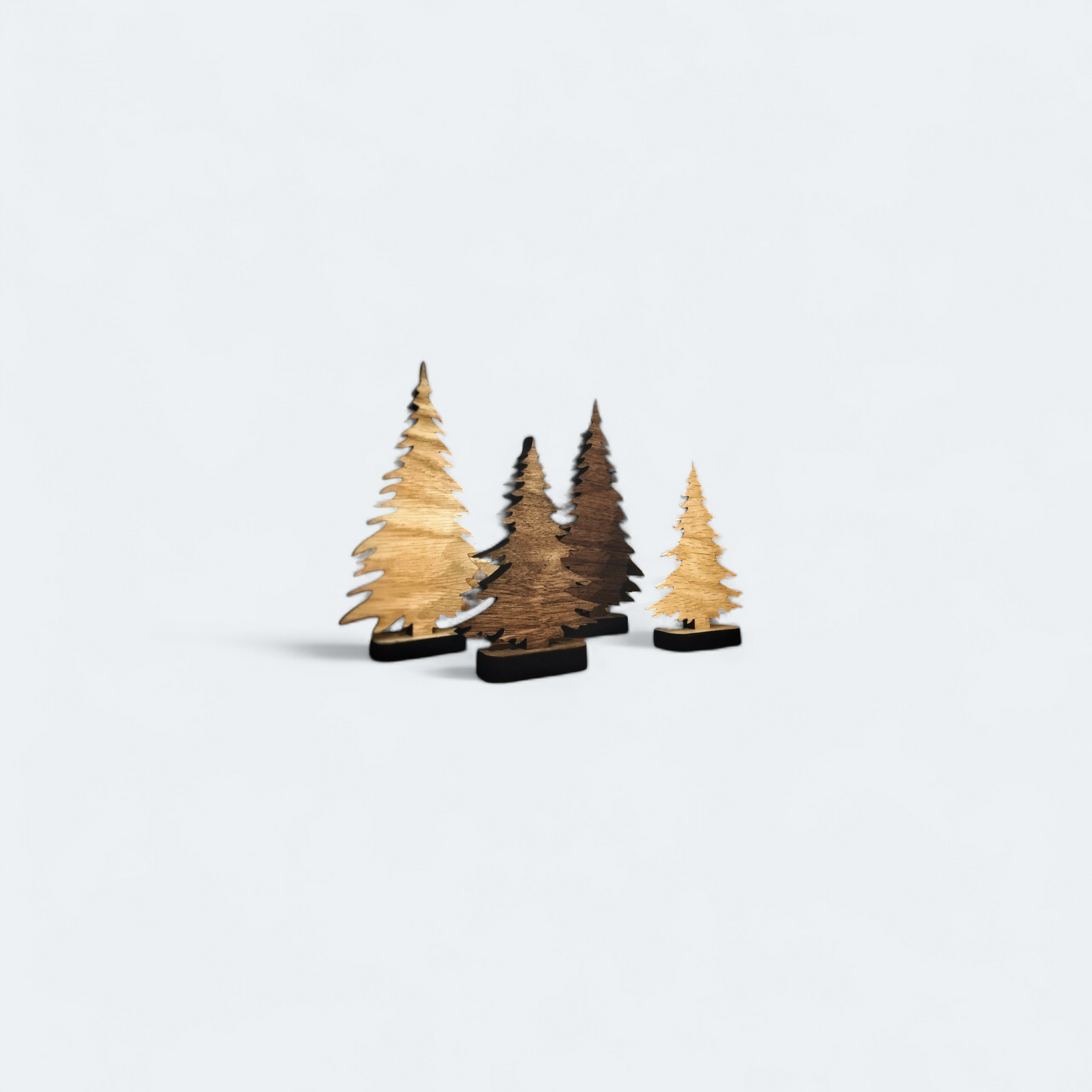 Wooden evergreen tree display set