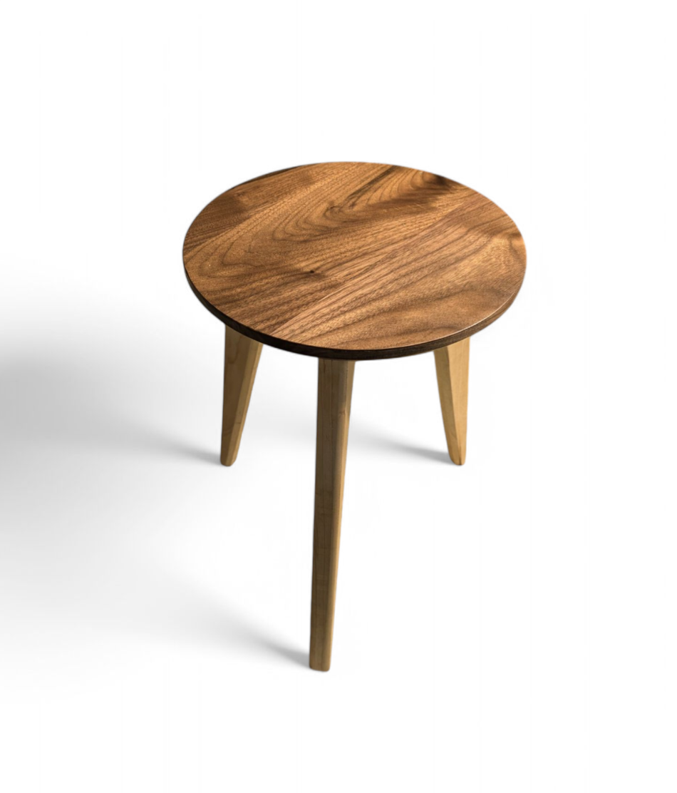 Custom Minimalist round walnut end table