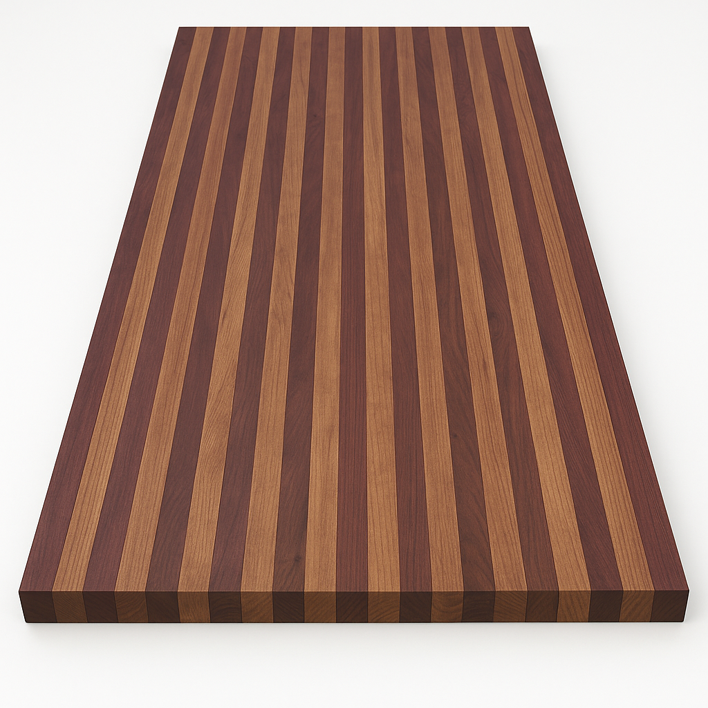 Purple heart and walnut table top