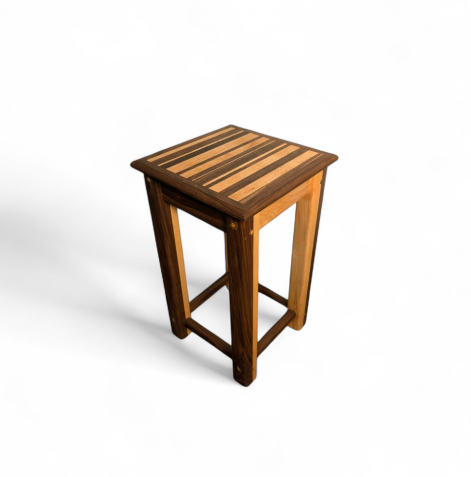 Walnut and maple custom end table