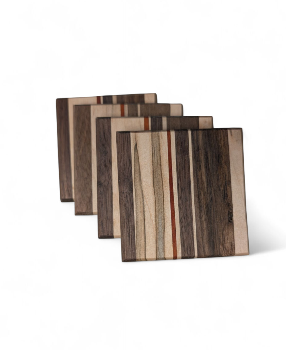 Premium exotic hardwood coaster set
