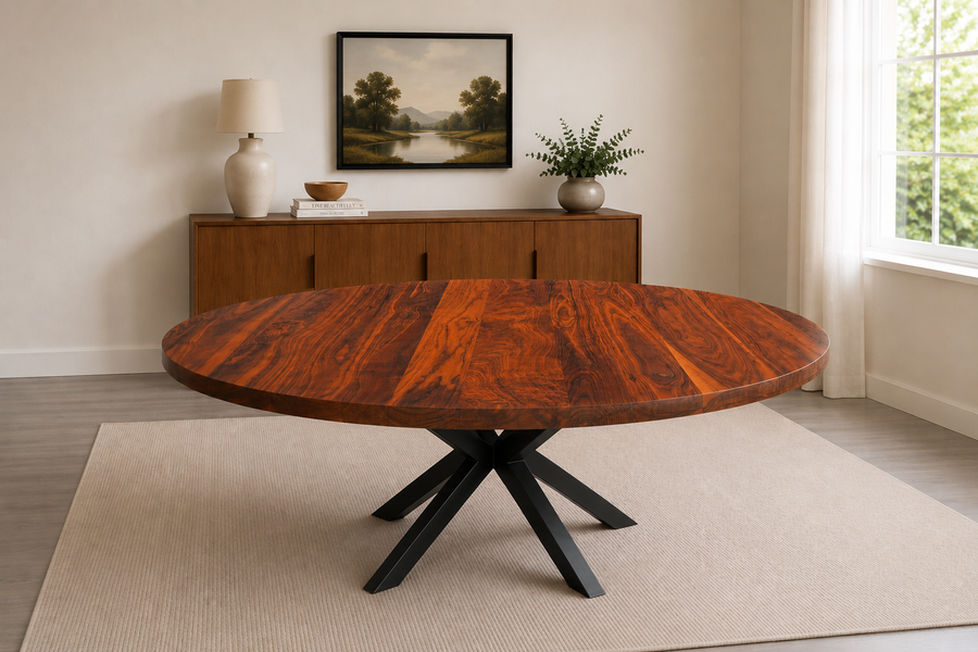 Round Walnut Dining Table | 60", 72" or 84" Solid Hardwood
