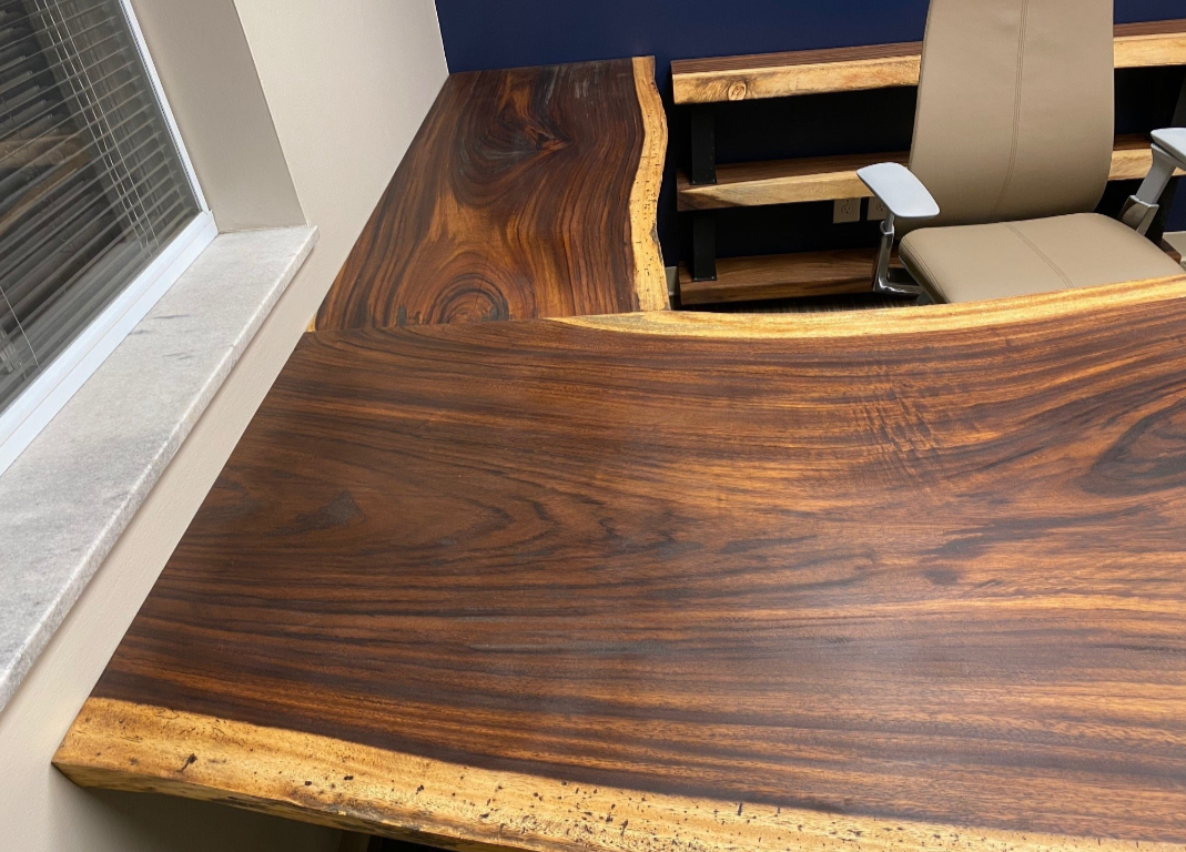Custom office desk, and shelving for Michael