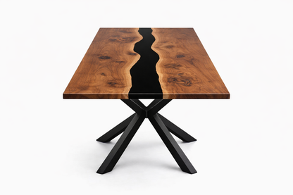 Walnut Black Epoxy Dining Table