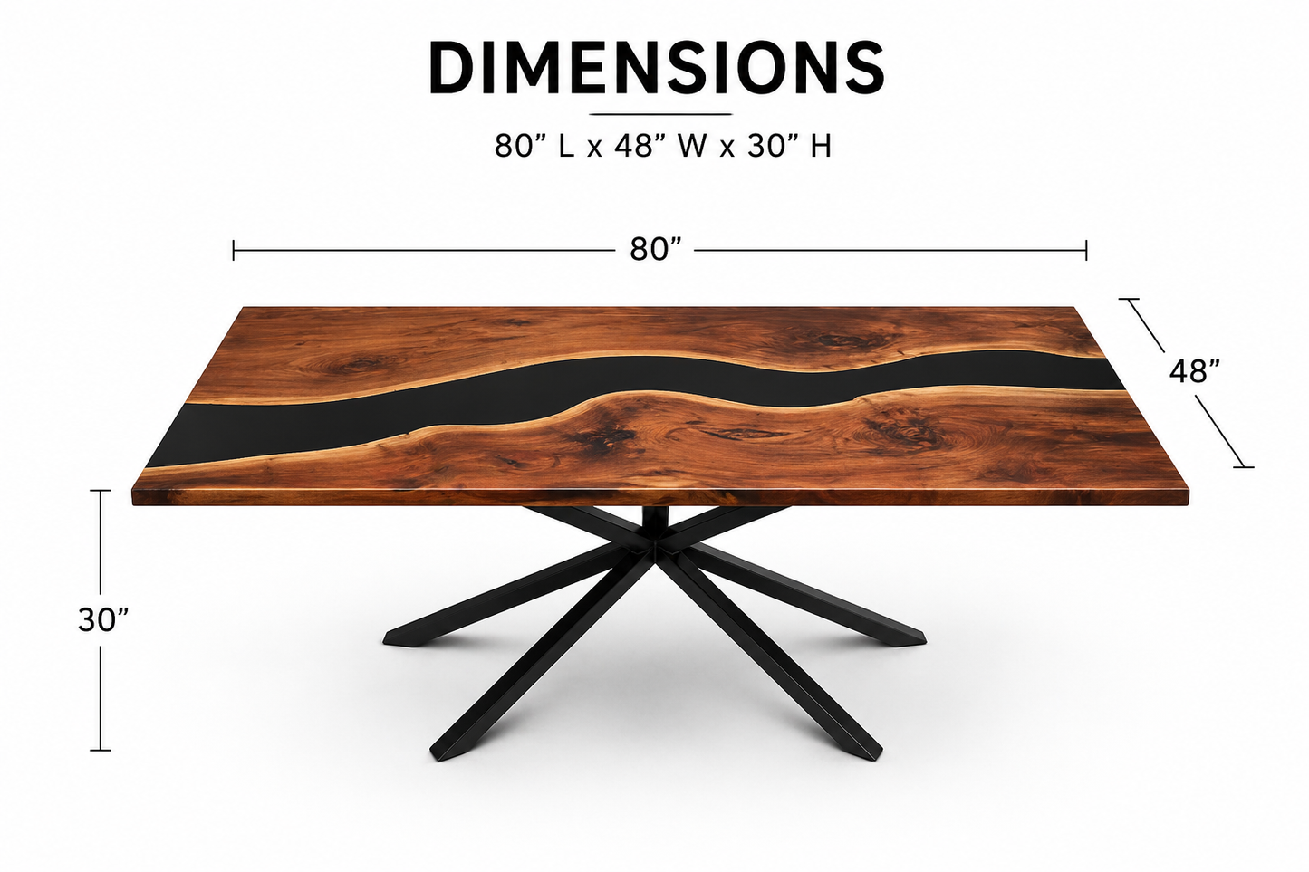 Walnut Black Epoxy Dining Table