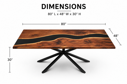 Walnut Black Epoxy Dining Table