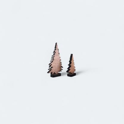 Wooden evergreen tree display set