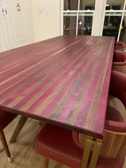 Purple heart and walnut table top