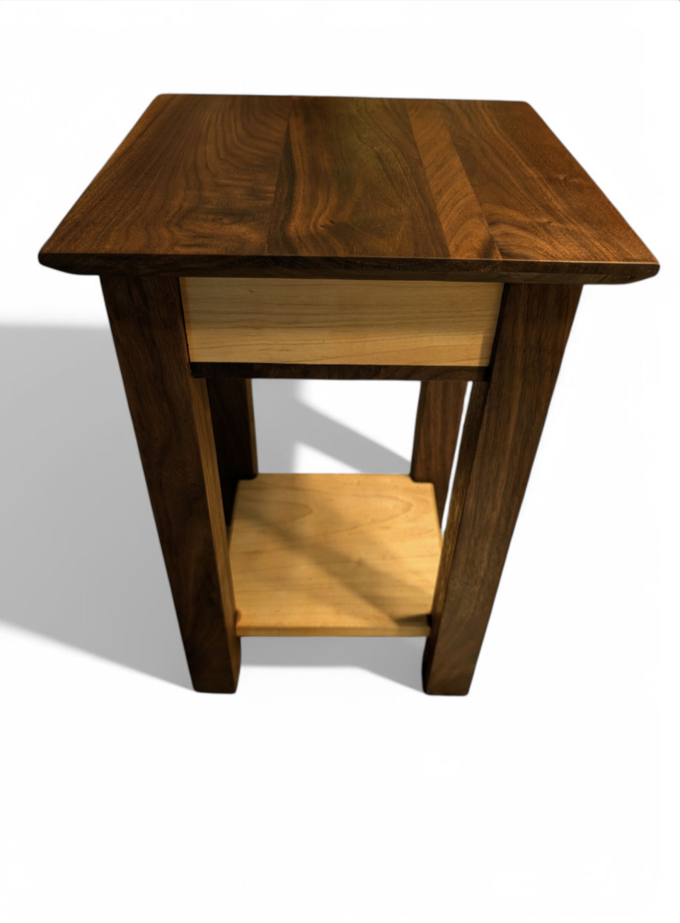 Custom walnut and maple shaker end table