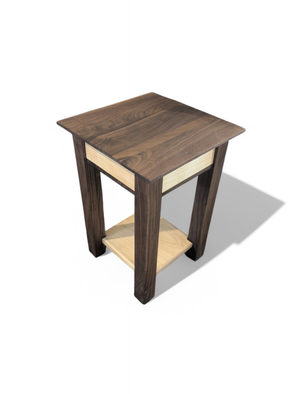 Custom walnut and maple shaker end table
