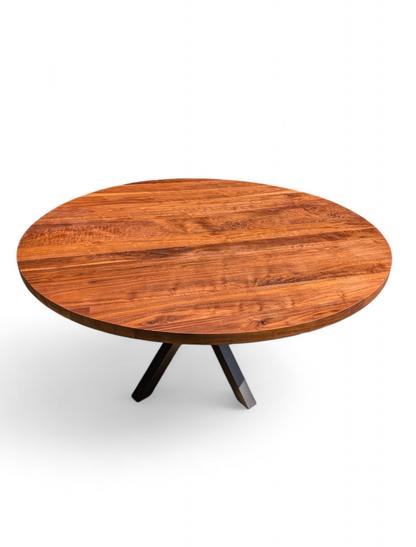 Figured walnut 6 ft round dining table