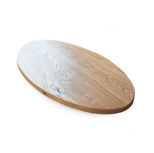 Handmade custom sized oval white oak table top