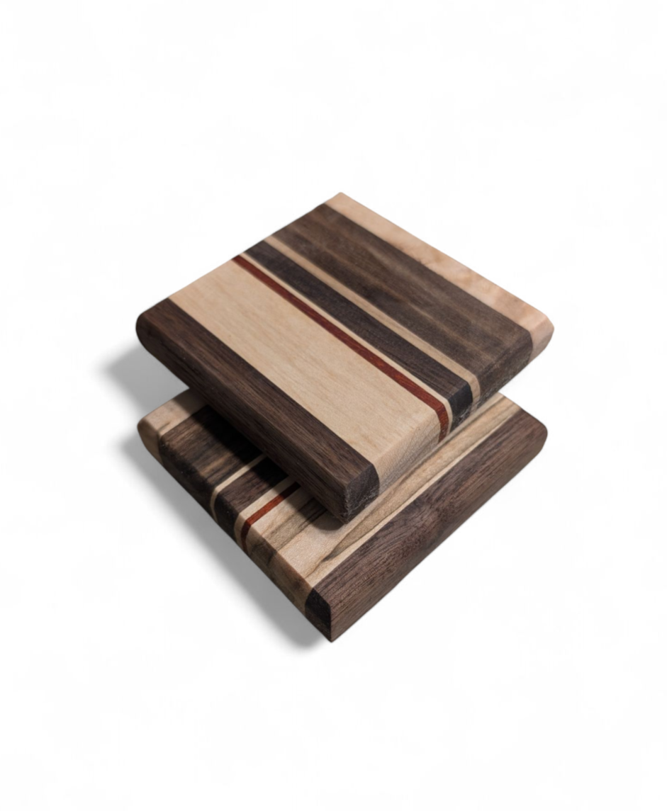 Premium exotic hardwood coaster set