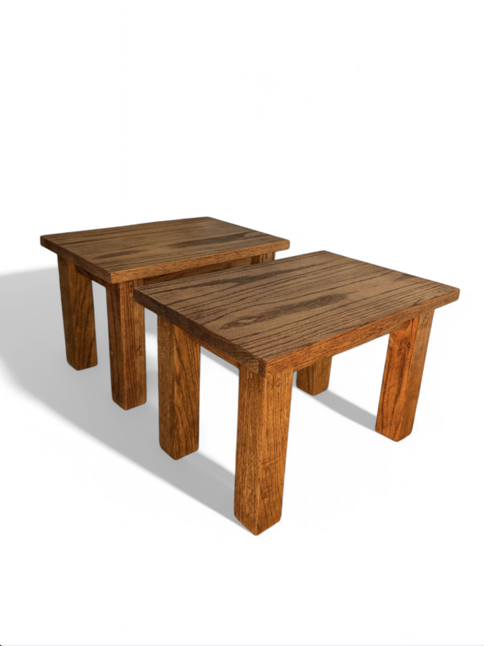 Custom set of oak end tables