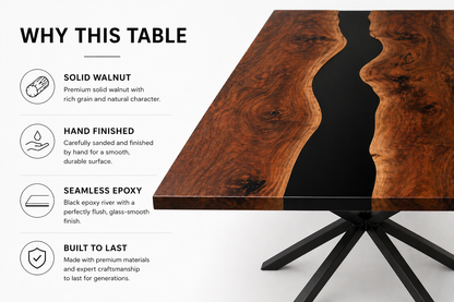 Walnut Black Epoxy Dining Table