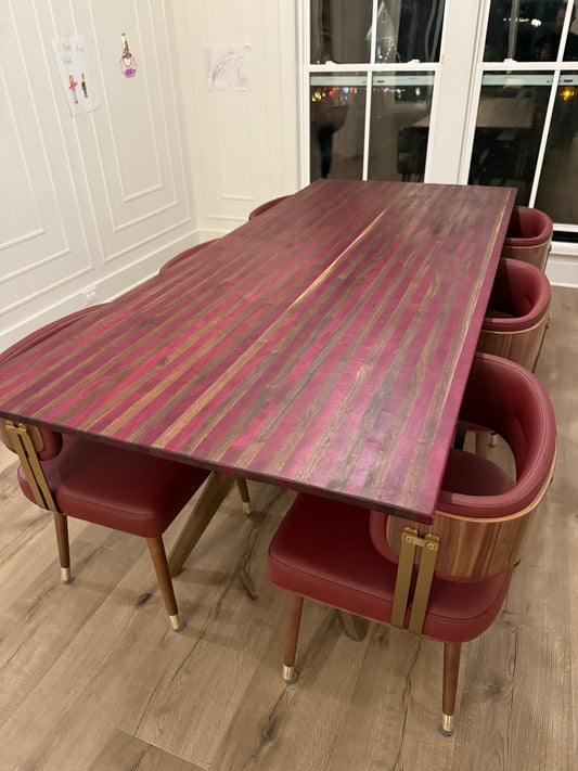 Purple heart and walnut table top