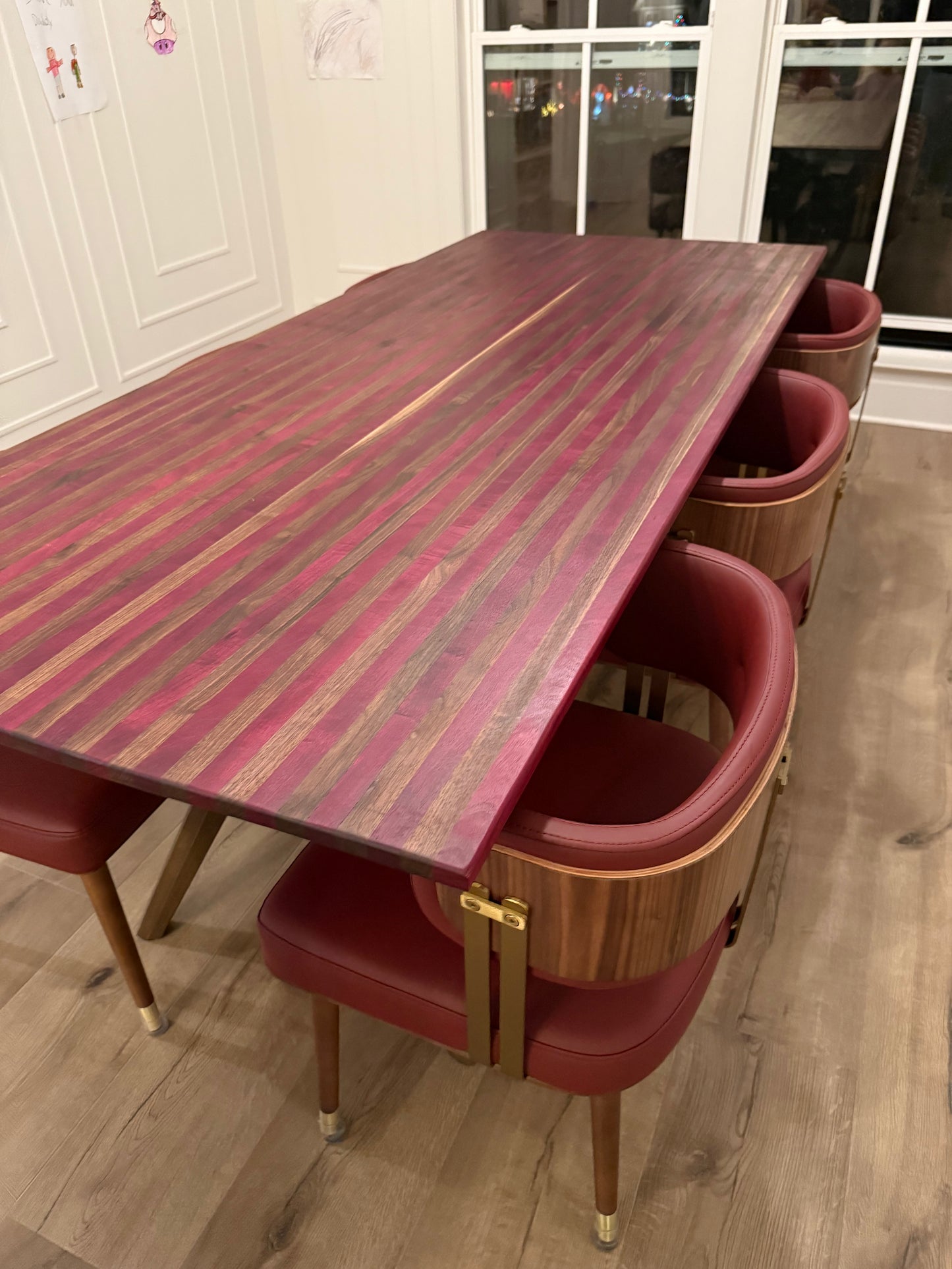 Purple heart and walnut table top