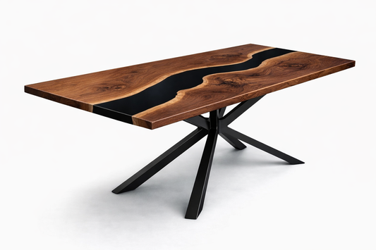 Walnut Black Epoxy Dining Table