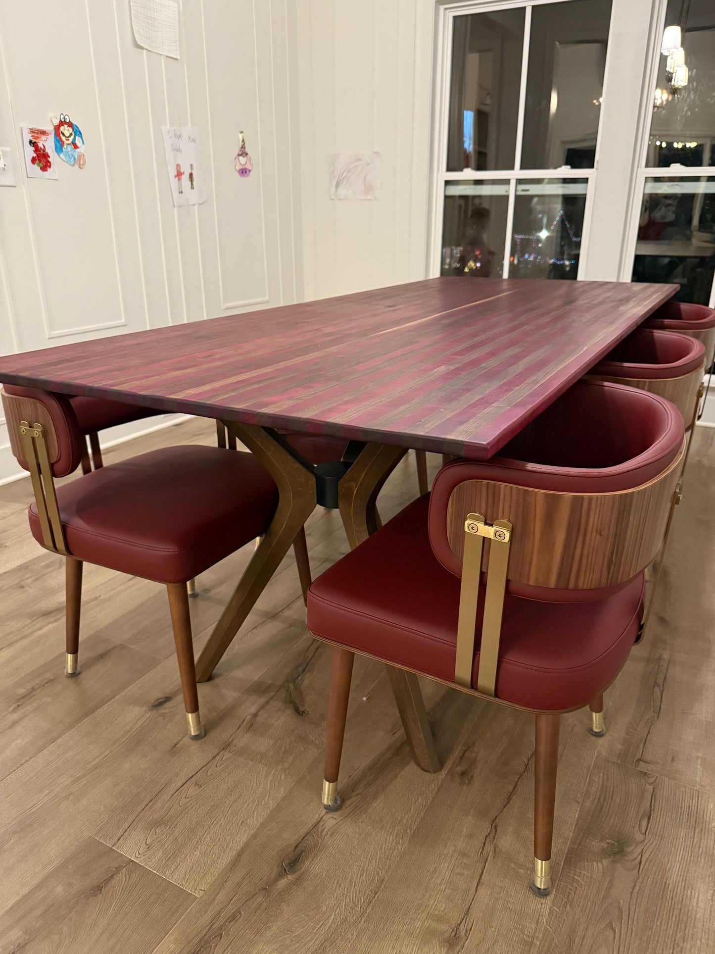 Purple heart and walnut table top