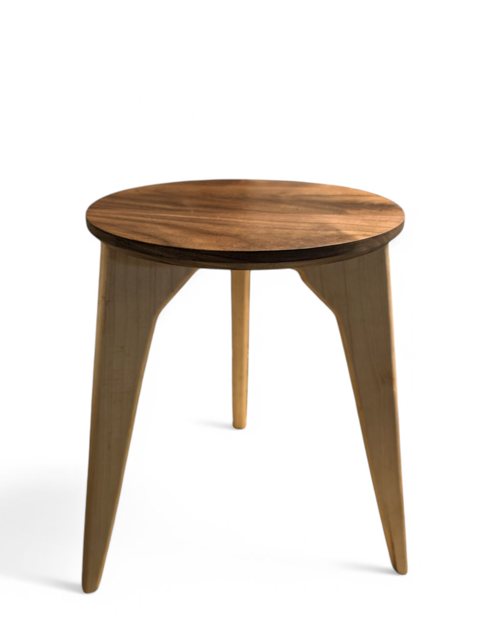 Custom Minimalist round walnut end table
