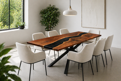 Walnut Black Epoxy Dining Table