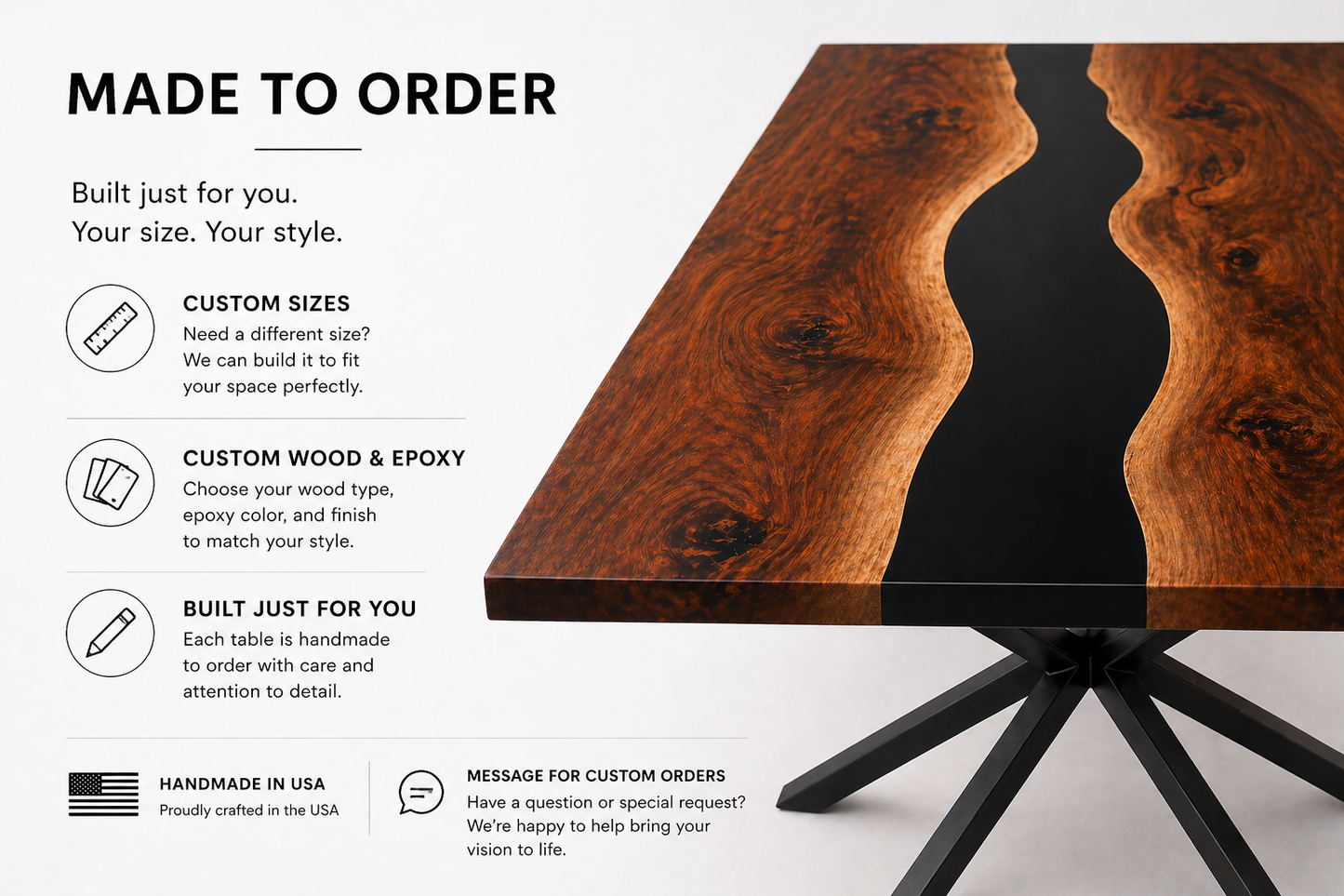 Walnut Black Epoxy Dining Table