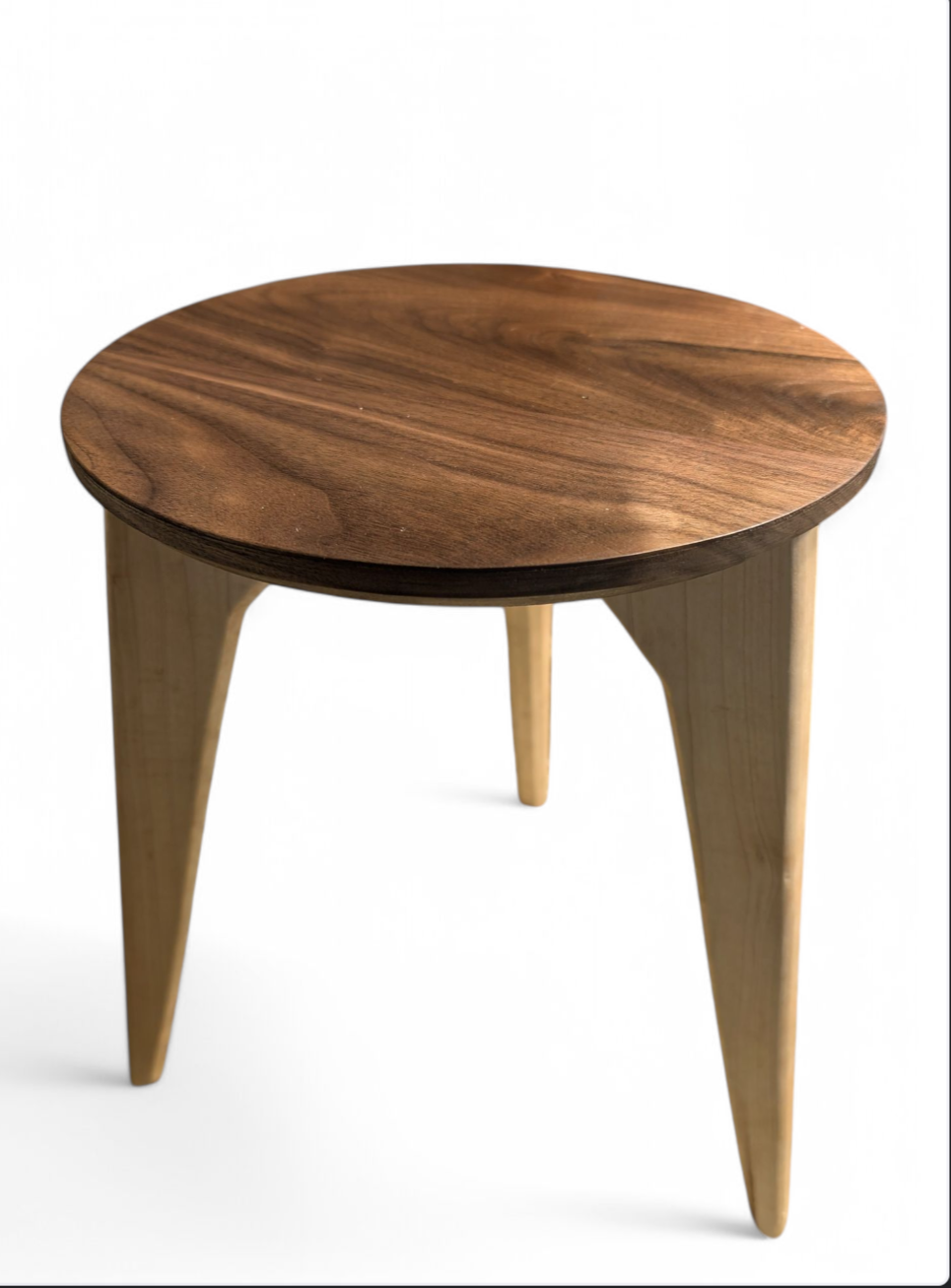 Custom Minimalist round walnut end table
