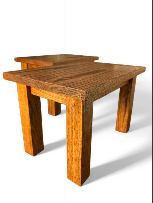 Custom set of oak end tables